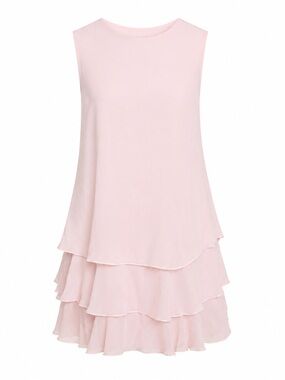 NWT Lauren Ralph Lauren Blush Tiered Chiffon Shift Dress Size 8